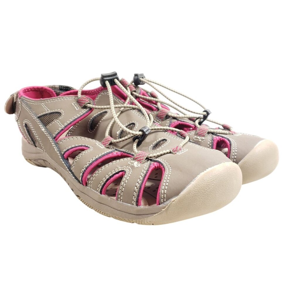 Eddie Bauer Womens Size 10 Leather Water Sandals Taupe & Pink